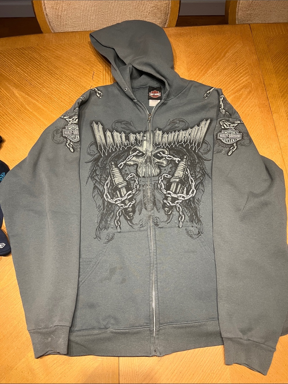Harley-Davidson Gray Graphic Zip-Up Hoodie